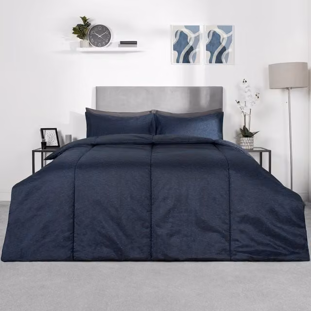 OHS Blue Hollow Fibre 10.5 Tog Soft Duvet and Pillowcase Set