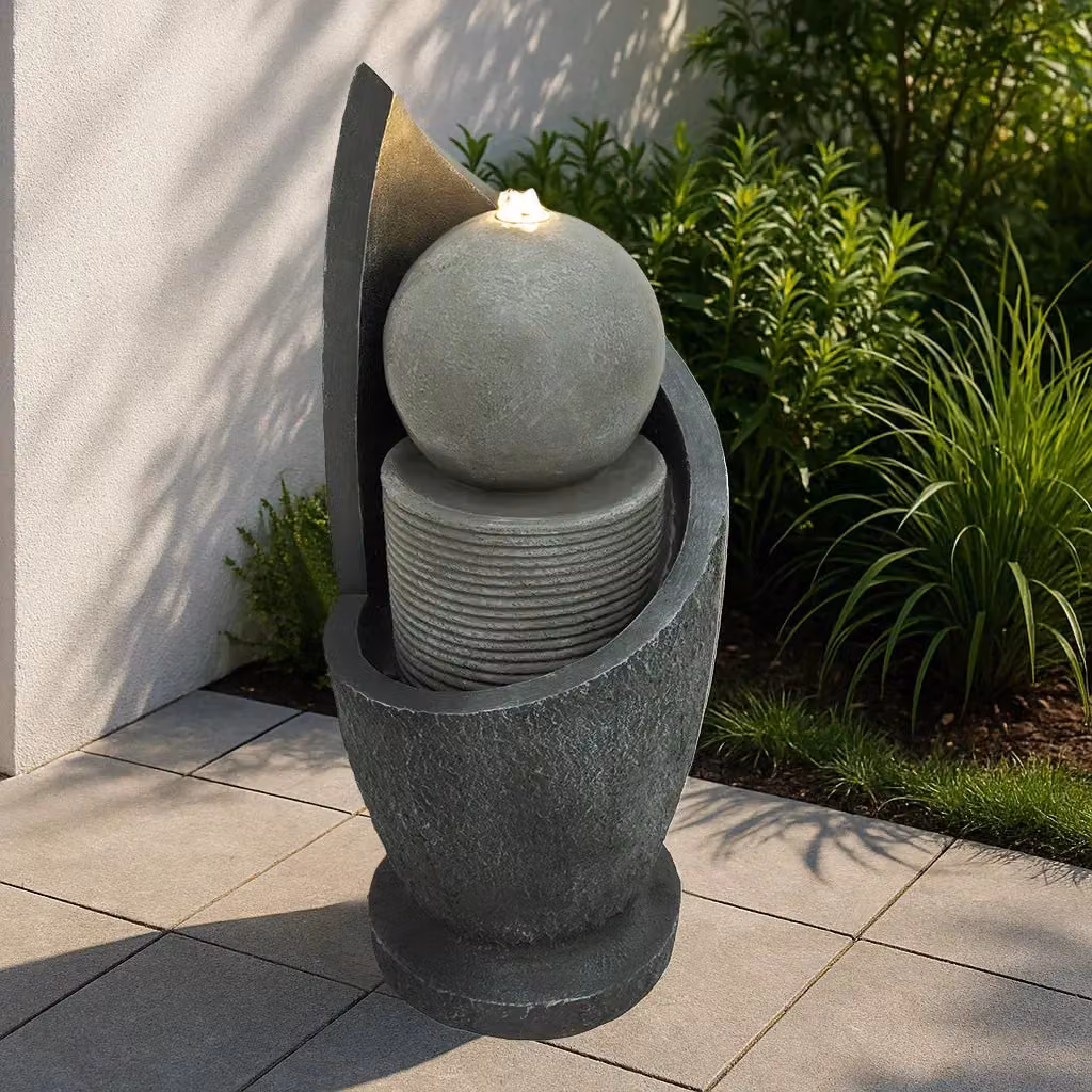 Monstershop Zen Cascade Electric Water Feature in Grey, Polyresin, W/D/H: 65.0 x 34.0 x 65.0 cm – 3