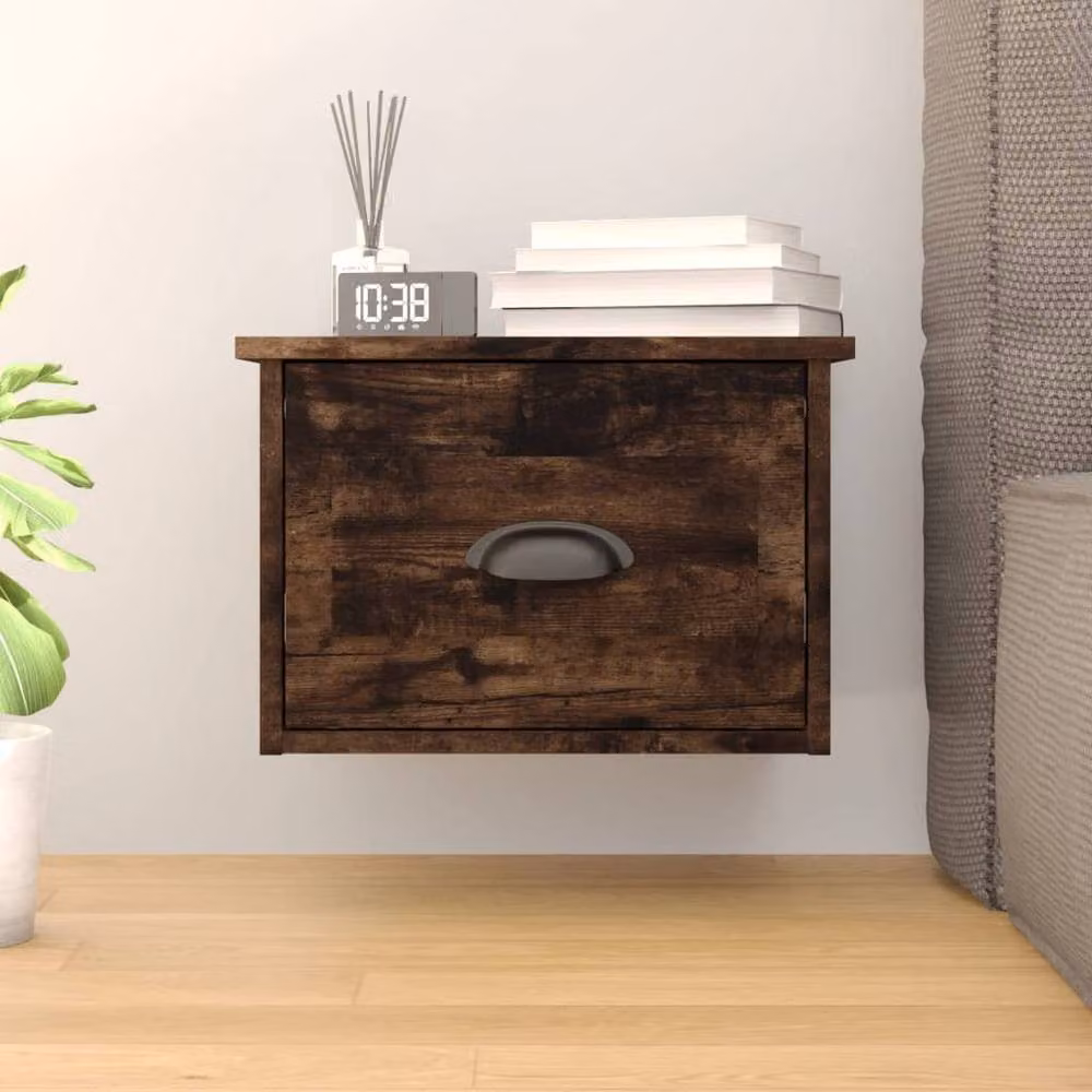 Berkfield Home Wall-mounted Bedside Cabinet in Smoked Oak Brown, W/D/H: 41.5 x 36 x 28 cm – 2