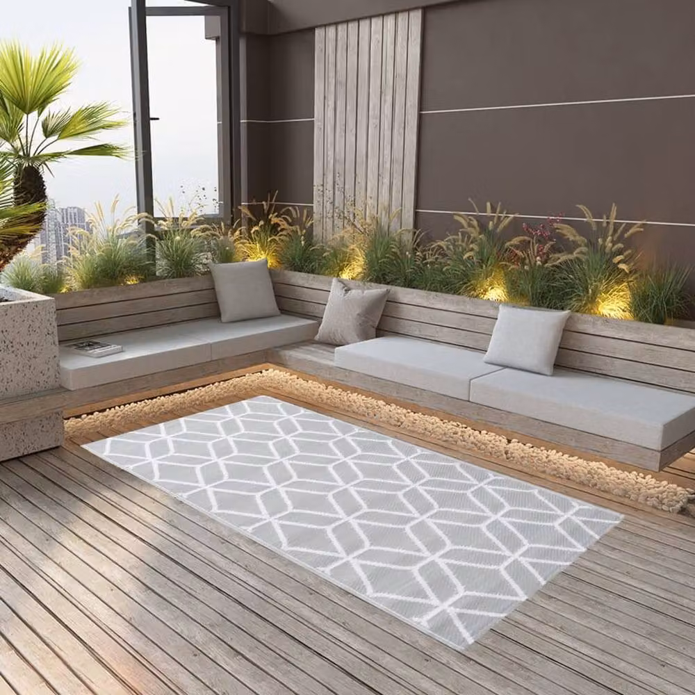 Berkfield Home Grey Geometric Outdoor Garden Carpet, W: 190 cm, L: 290 cm – 2