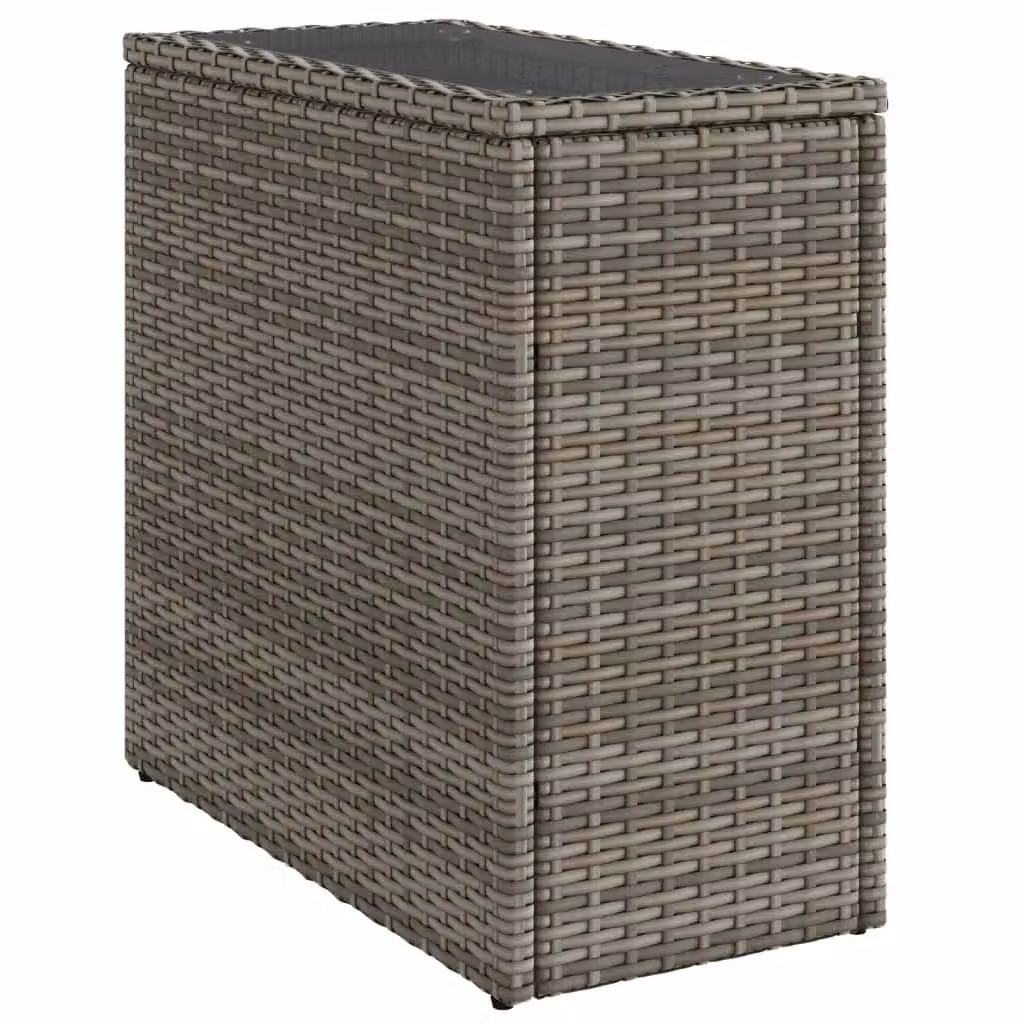 Berkfield Home Garden Side Table with Glass Top, Grey Poly Rattan, W: 58 cm, D: 27.5 cm, H: 55 cm – 2