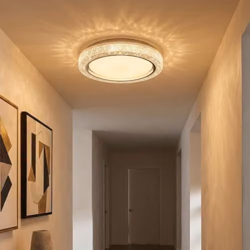 Netlighting Globo Lighting Modern LED Ring Ceiling Light in White and Chrome with Crystals, 24W, 1600 Lumen, Diameter: 40 cm – 3