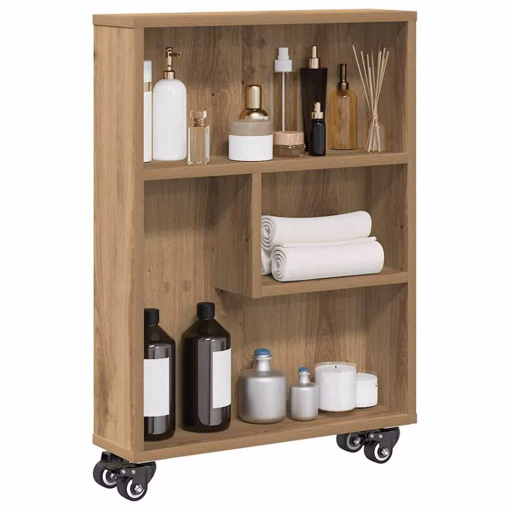 Berkfield Home Narrow Storage Trolley in Artisan Oak Brown, W/D/H: 48 x 13 x 68 cm – 3