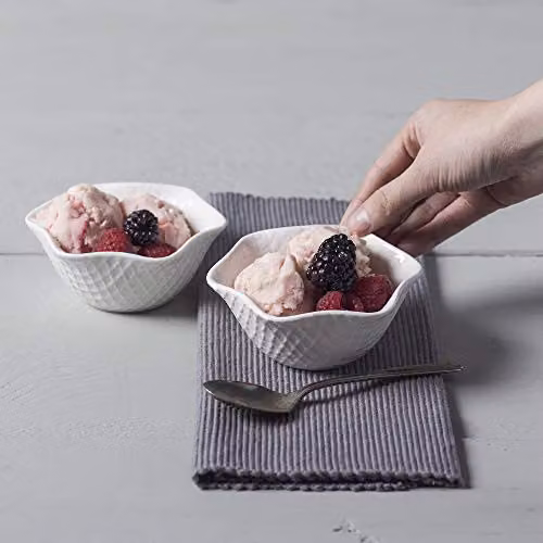 Bartleet & Sons 1750 Traditional Porcelain Ice Cream, Sorbet and Dessert Bowl Set of 2, White, Diameter: 12 cm – 2