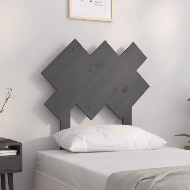 Berkfield Home Grey Rustic Solid Pine Wood Bed Headboard W/D/H: 72.5 x 3 x 81 cm – 1