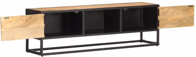 Berkfield Home Rustic Mango Wood TV Cabinet in Brown, W/D/H: 130 x 30 x 40 cm – 1