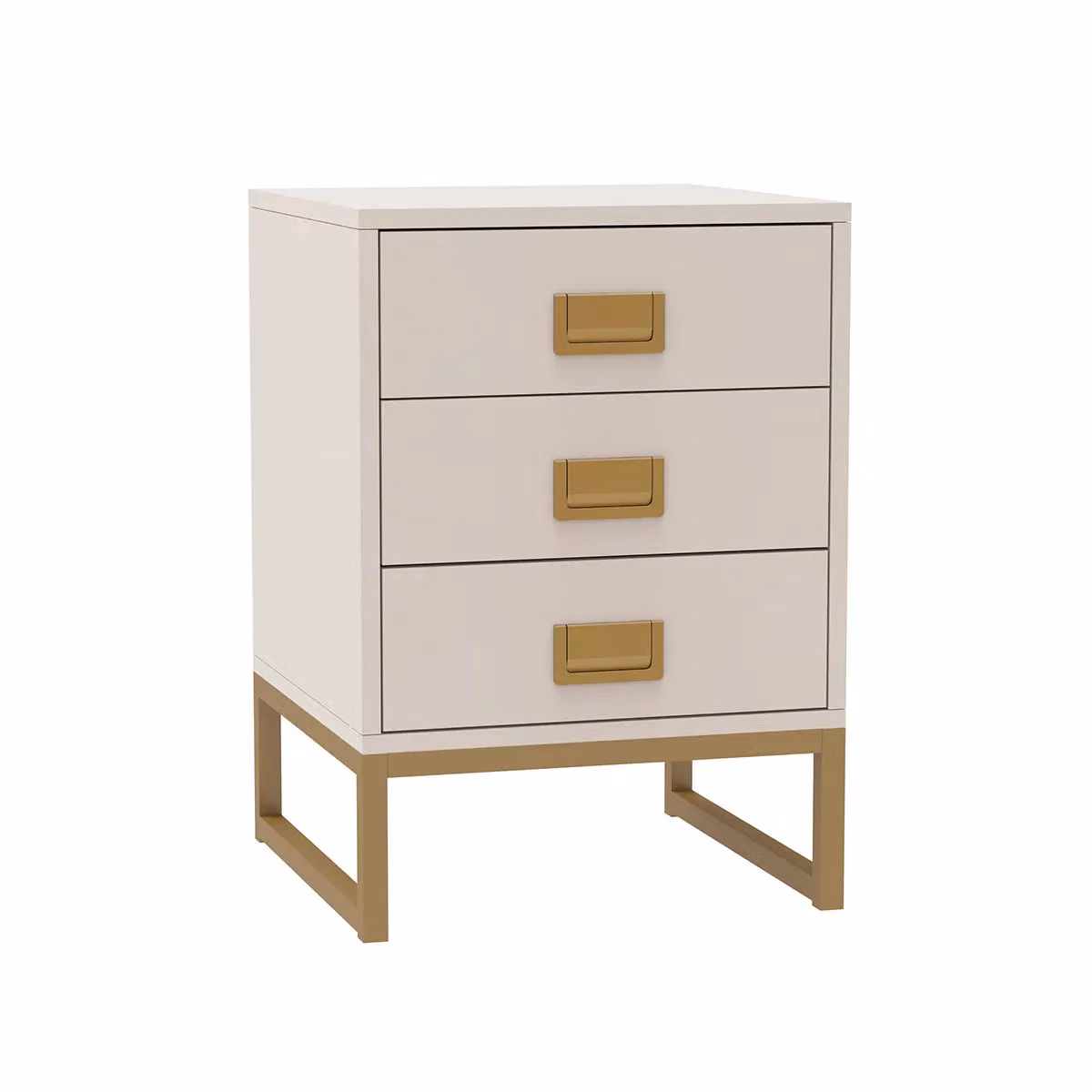Melody Maison Elle Stone Pair of 3 Drawer Bedside Tables in Beige and Gold – 4