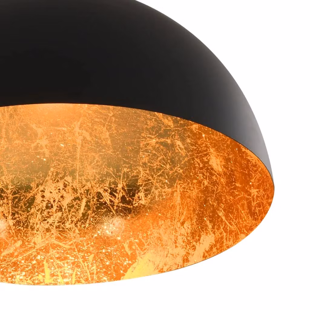 Berkfield Home Set of 2 Modern Semi-spherical Metal Ceiling Lamps in Black and Gold/Brass with E27 Sockets – 4