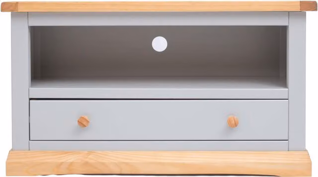 Cabinet Bits Bomporto Grey 1 Drawer Pine Wood TV Cabinet