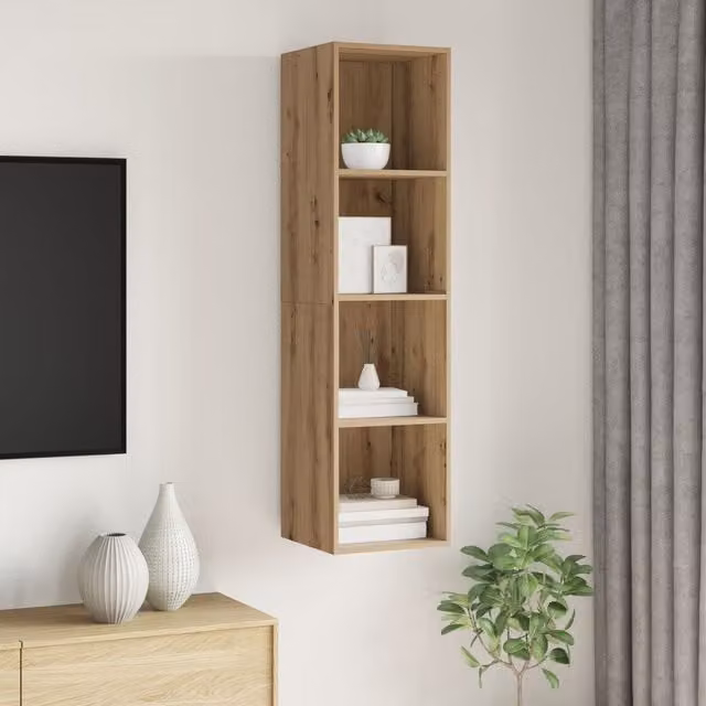 Berkfield Home Artisan Oak TV Cabinet in Brown, W/D/H: 37 x 37 x 142.5 cm