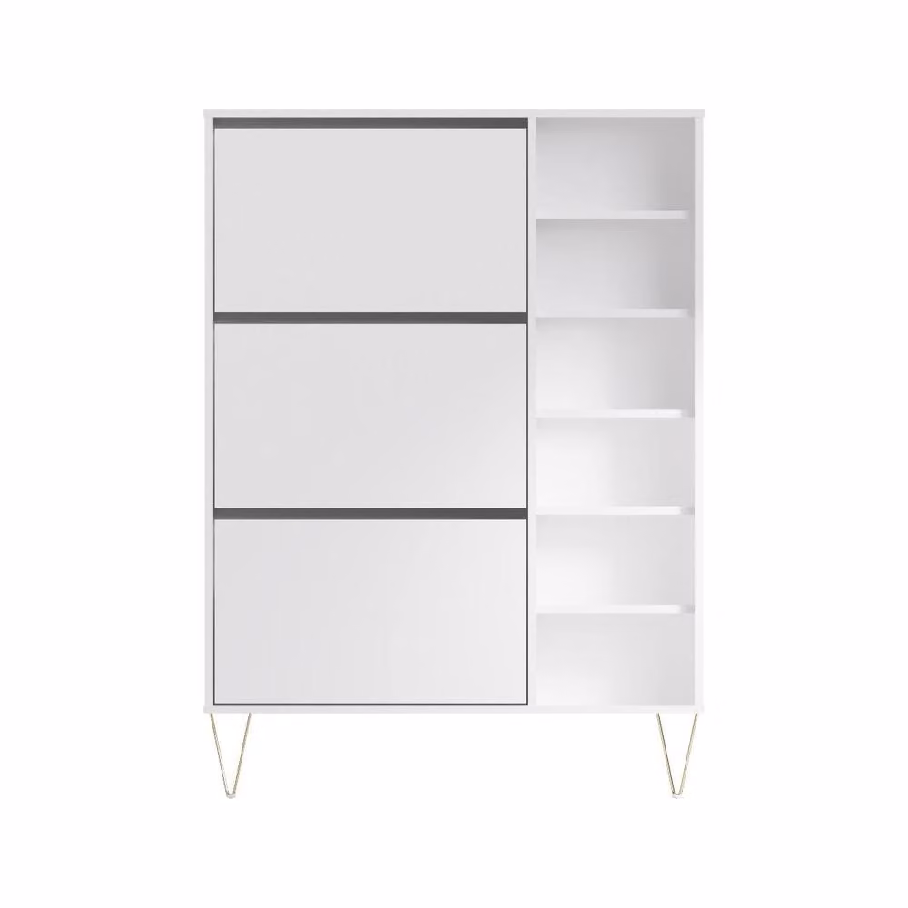 Timber Art Design Monaco Modern White and Gold 3 Drawer Shoe Cabinet H 90 cm x W 127.5 cm x D 24 cm – 2