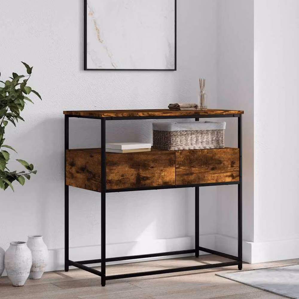 Berkfield Home Smoked Oak Console Table in Brown, W/D/H: 75 x 40 x 75 cm – 2
