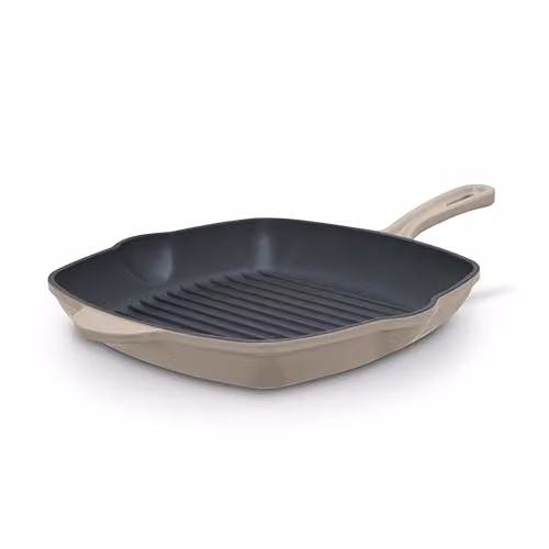 Barbary & Oak Nattura Cast Iron Grill Pan with Enamel Interior, Cashmere, 28 cm