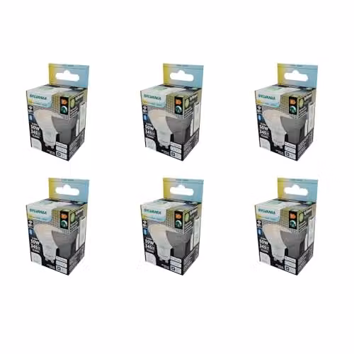 SYLVANIA Smart LED GU10 Spotlight Bulb, WiFi Tuneable White, Clear, Pack of 6