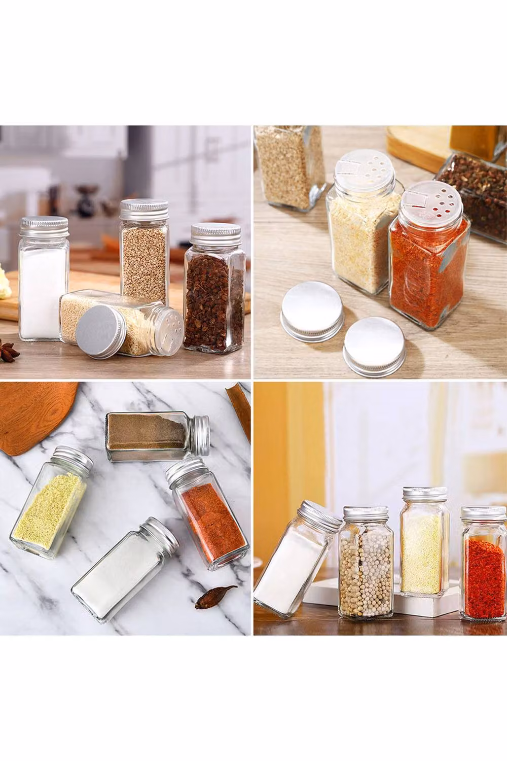 ExtraStar 24-Piece Glass Spice Jar Set with Metal Screw Lids, Clear, 120ml per Jar – 5