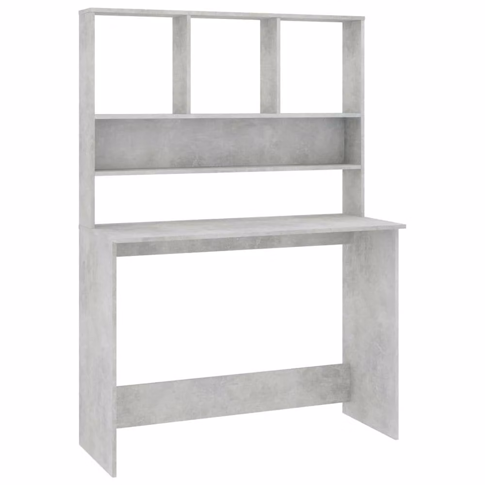 Berkfield Home Computer Desk with Shelf in Concrete Grey, W/D/H: 110 x 45 x 157 cm – 2