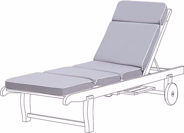 Gardenista Grey Rectangular Outdoor Sun Lounger Cushion with Water Repellent Polyester Foam Seat Pad