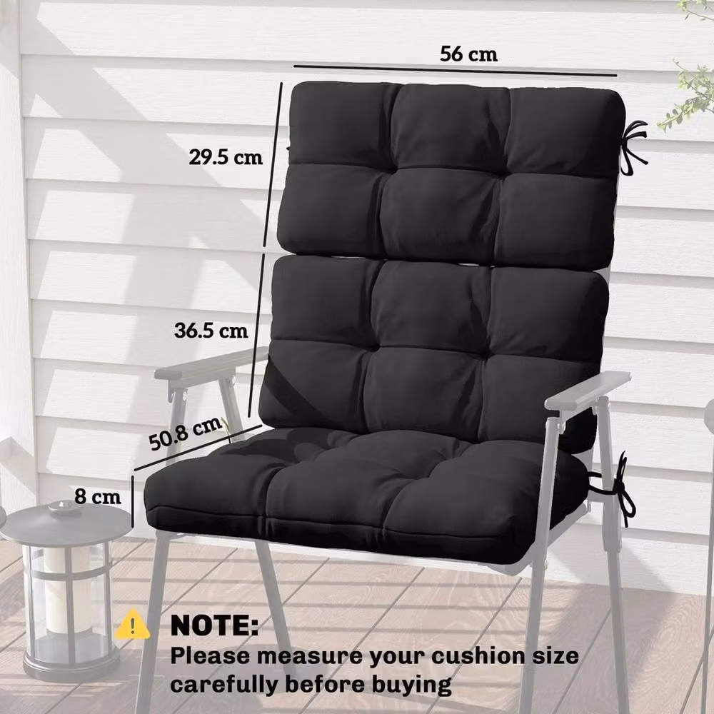 EONLION 2-Piece Black Outdoor Seat Cushion and Backrest Set with Foam Filling, Width: 100 cm – 2