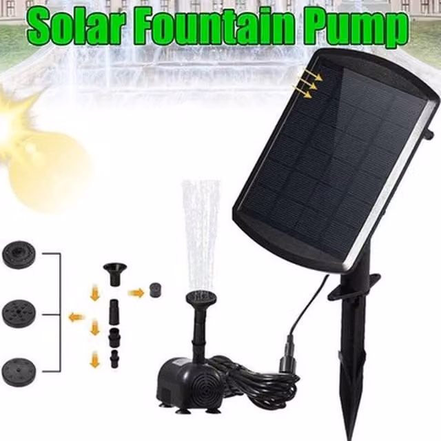 FLAVORA 1.8W Solar Powered Water Fountain Pump for Bird Baths, Black, W: 100 cm, D: 15 cm