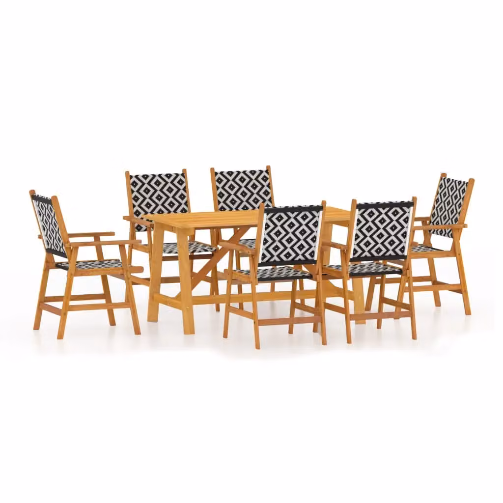 Berkfield Home 7 Piece Garden Dining Set in Brown Solid Acacia Wood – 2