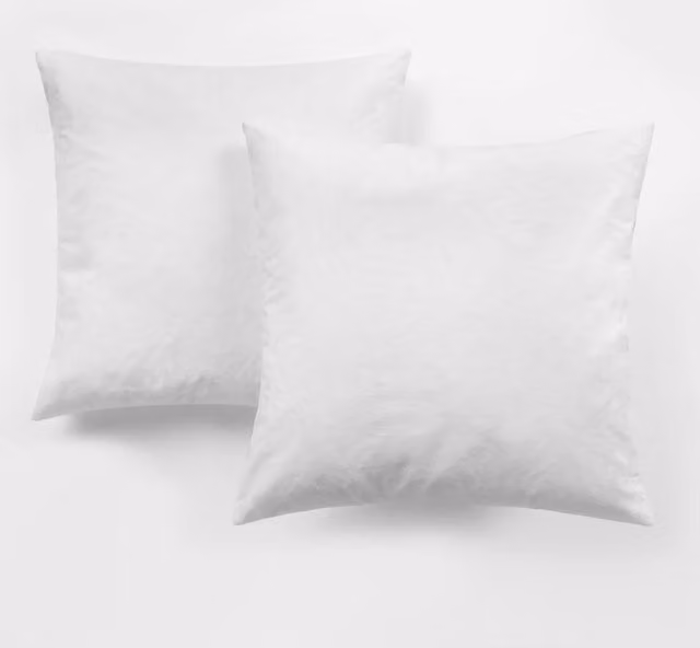 OHS Pack of 2 White Square Duck Feather Cushion Insert Pads