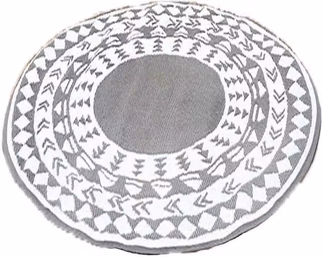 PAWNORA Geometric Semicircular Half Moon Rug in Grey and White, W: 67 cm x D: 127 cm – 1