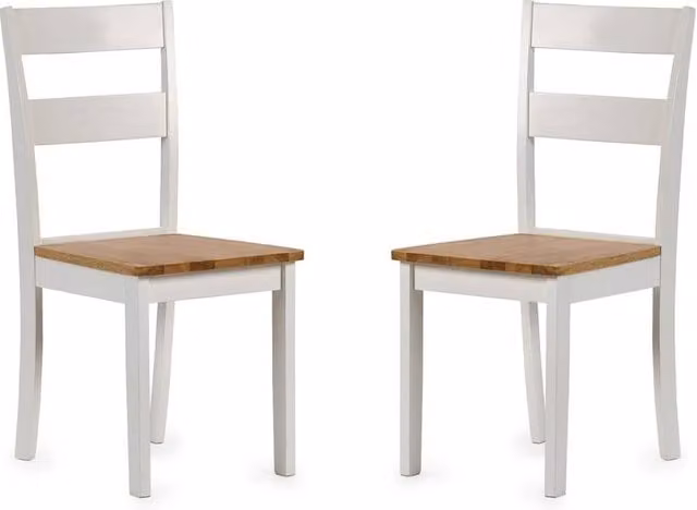 Cheshire Westbury Elegant White and Natural Wood Dining Chairs - Set of 2