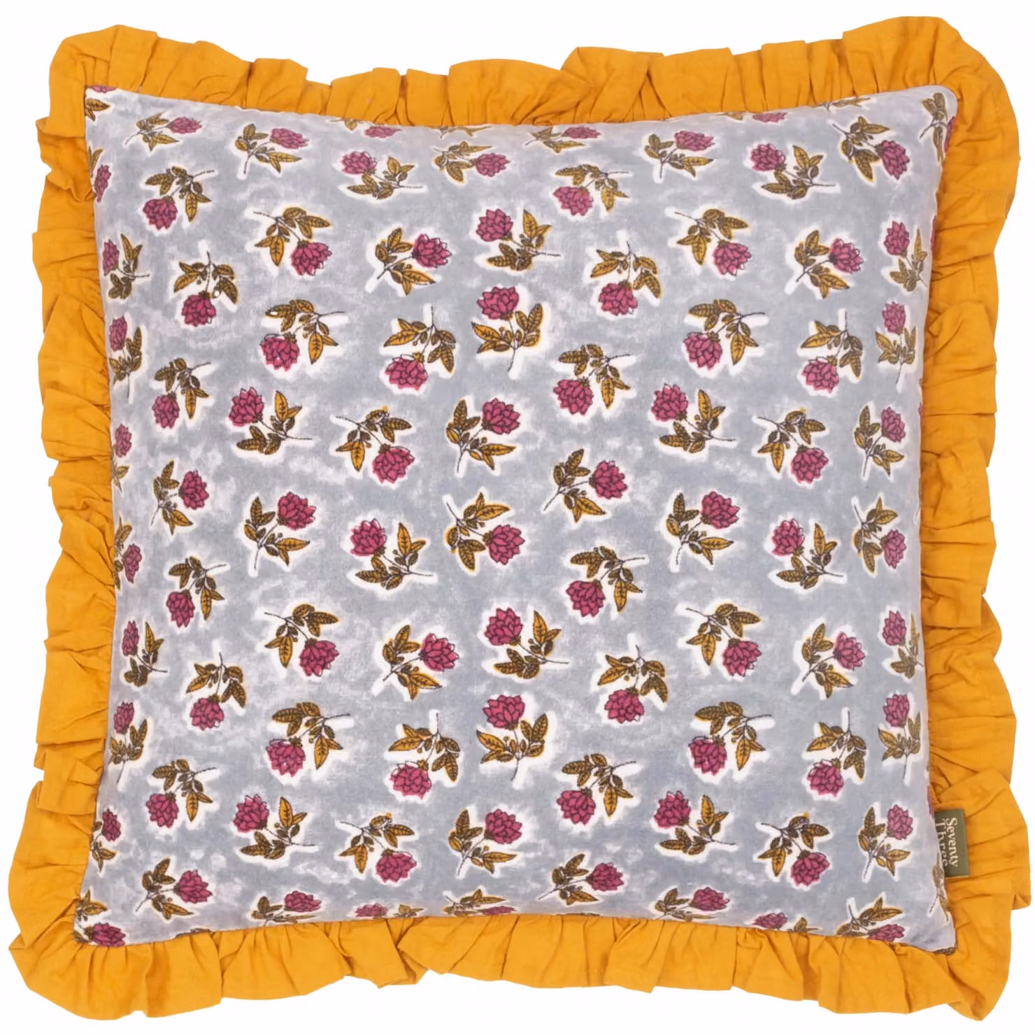 Paoletti Kemble Floral Square Cotton Cushion in Yellow, Blue and Gold, W/D/H: 45 x 45 x 45 cm – 2