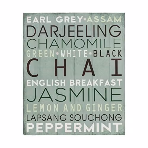 Orsina Rustic Wood Chai Wall Plaque with Blue Typography, W/H: 30 x 25 cm – 1
