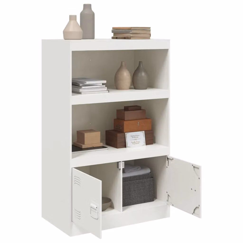 Berkfield Home White Matt Metal Sideboard W/D/H: 67 x 39 x 107 cm – 2