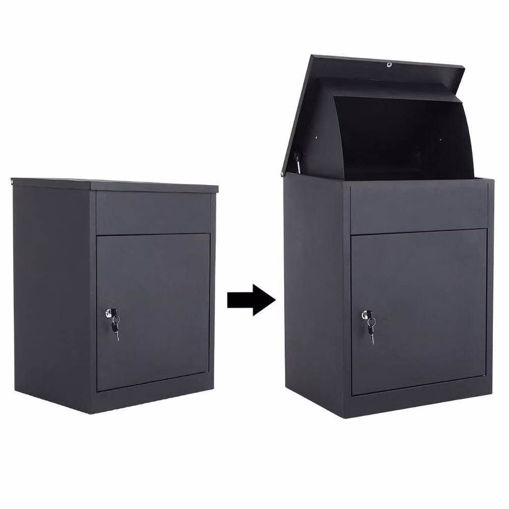 SPETLEK Black Large Lockable Weatherproof Outdoor Secure Parcel Drop Box made of Galvanised Steel – 4