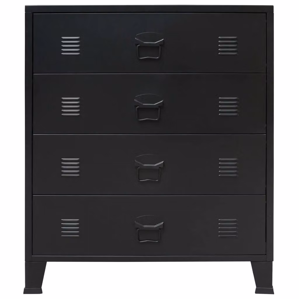 Berkfield Home Industrial Style Metal Chest of Drawers, Black, W: 78 cm, D: 40 cm, H: 93 cm – 2
