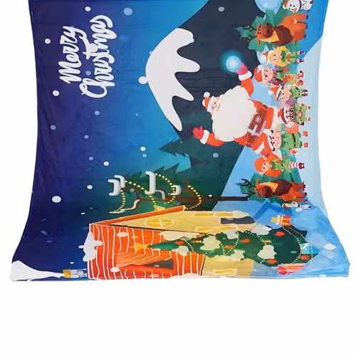 Gr8 Home Christmas Santa Fleece Blanket in Blue and Multicolour, W: 150 cm, D: 200 cm – 2