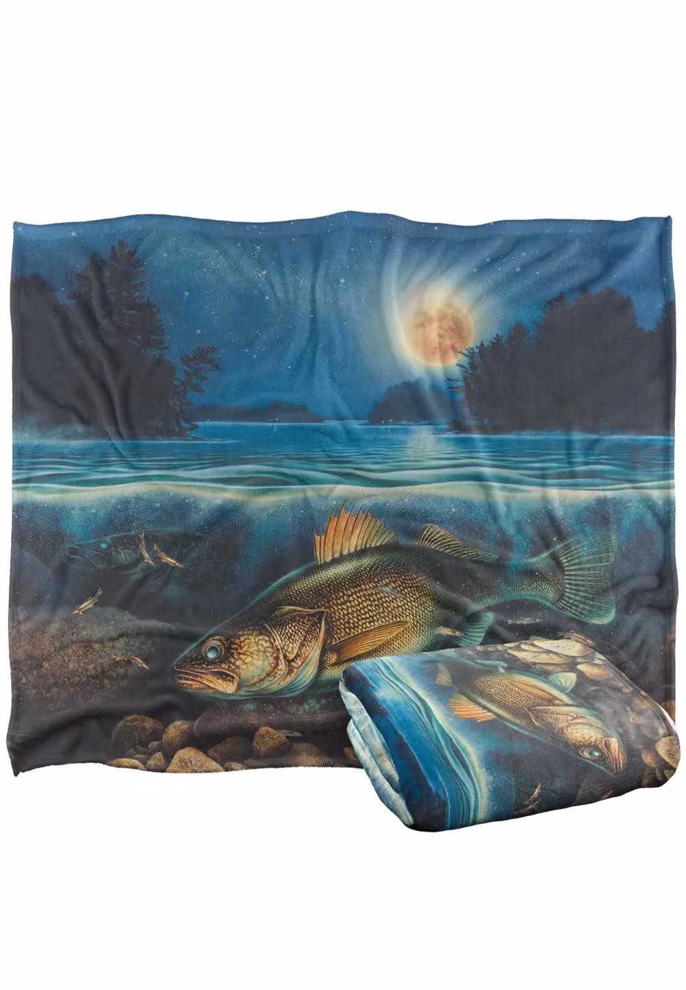 JQ Licensing Harvest Moon Walleye Fishing Super Soft Fleece Throw Blanket, White, W/D/H: 152 x 127 cm – 2
