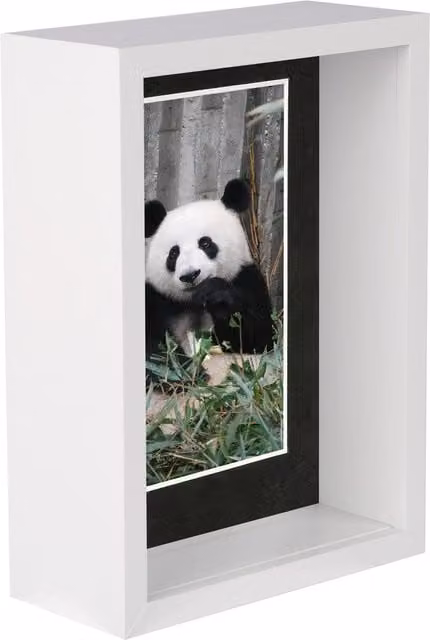 Nicola Spring Single Rectangular 3D Deep Box Photo Frame with 4 x 6 inch Mount in White or Black, 17.5 cm