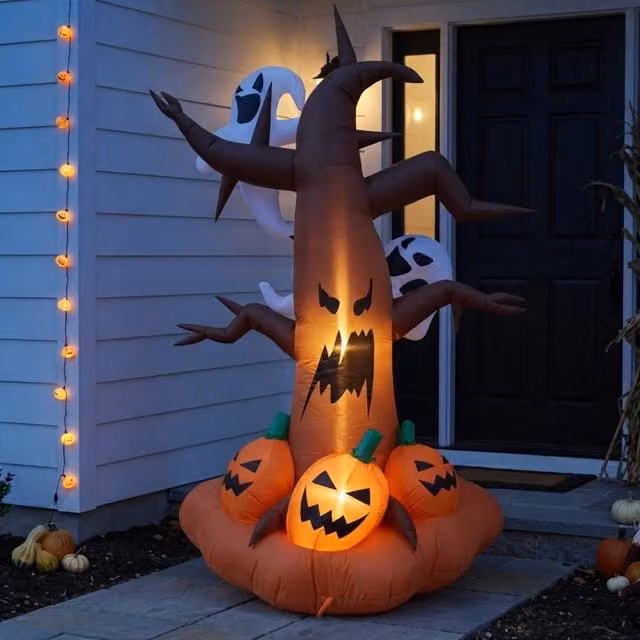 Garden Greatness 9ft Inflatable Halloween Haunted Tree Outdoor Decor in Multicolour and Orange