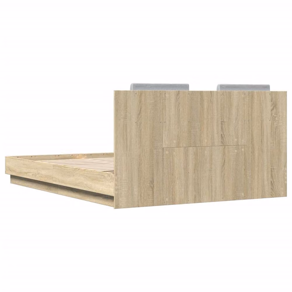 Berkfield Home Sonoma Oak King Size Bed Frame in Brown, W/D/H: 150 x 200 cm – 3