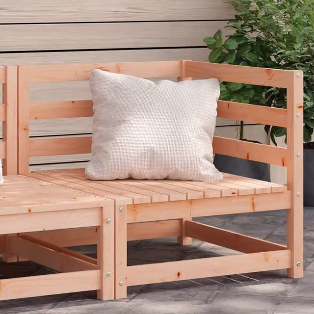 Berkfield Home L-Shape Garden Corner Sofa in Brown Solid Wood W/D/H: 70 x 70 x 67 cm – 1