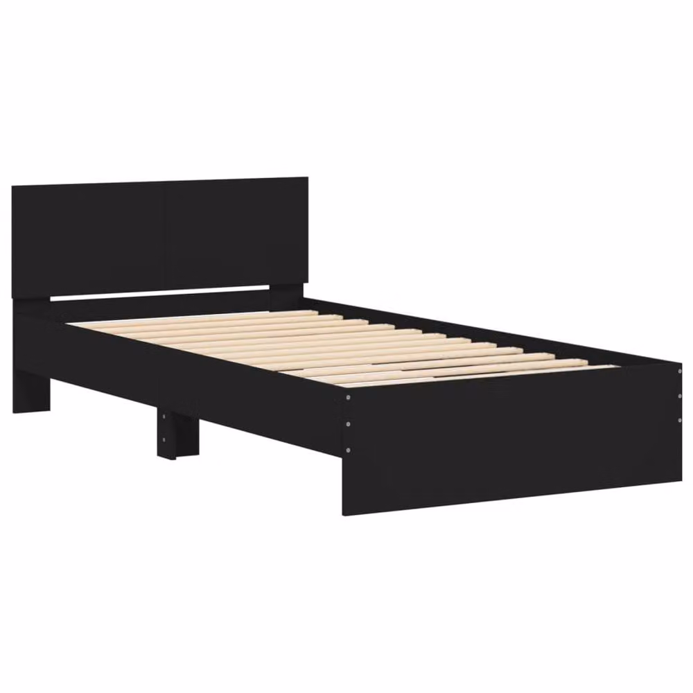 Berkfield Home Bed Frame with Headboard in Black, W/D/H: 100 x 200 cm – 3