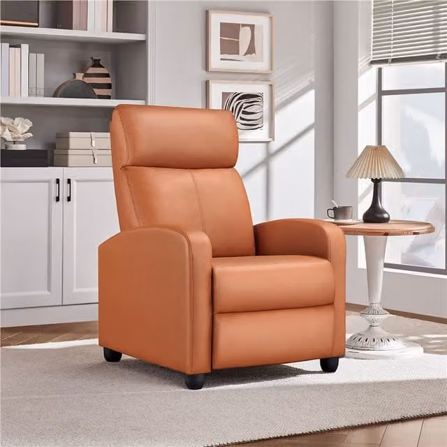 Yaheetech Modern Upholstered Relax Recliner Armchair in Beige, Brown or Orange