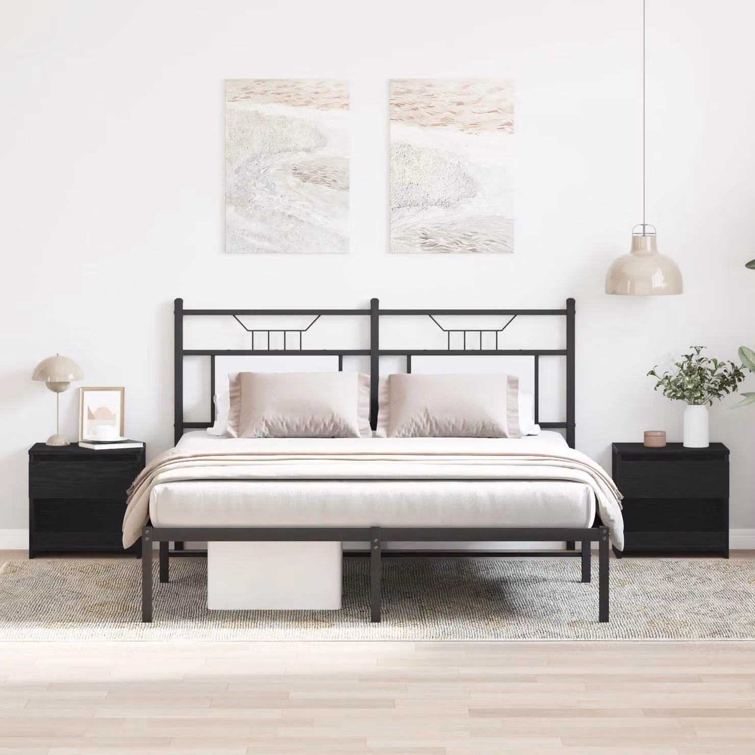 Berkfield Home Set of 2 Modern Black Oak Nightstands, W/D/H: 40 x 30 x 39 cm – 2