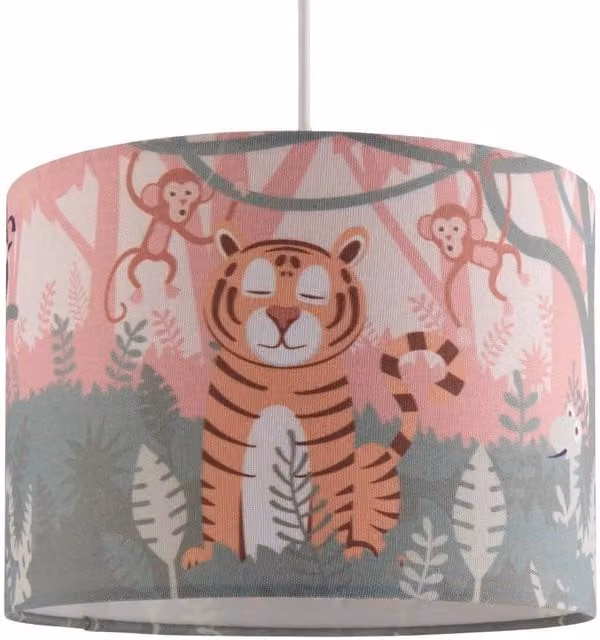 First Choice Lighting Jungle Safari Multicolour Fabric Easy Fit Pendant Shade, Diameter: 25 cm