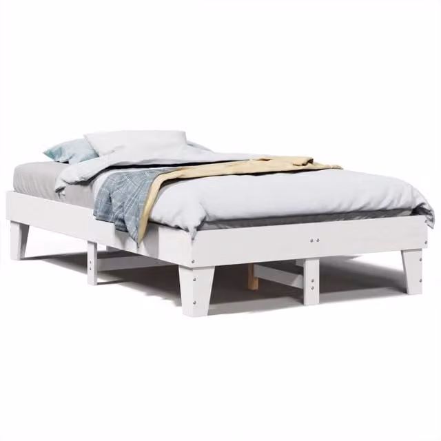 Berkfield Home Small Double Bed Frame in White Solid Pine W/D/H: 120 x 200 cm