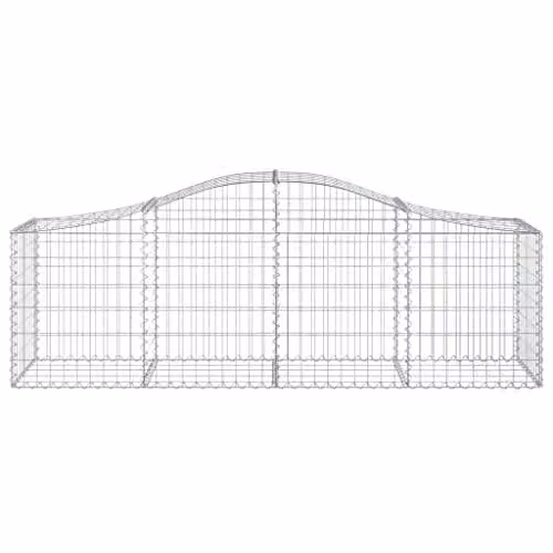 vidaXL Arched Gabion Baskets, 13 Piece Set, Galvanised Steel, Silver, W/D/H: 200 x 50 x 60/80 cm
