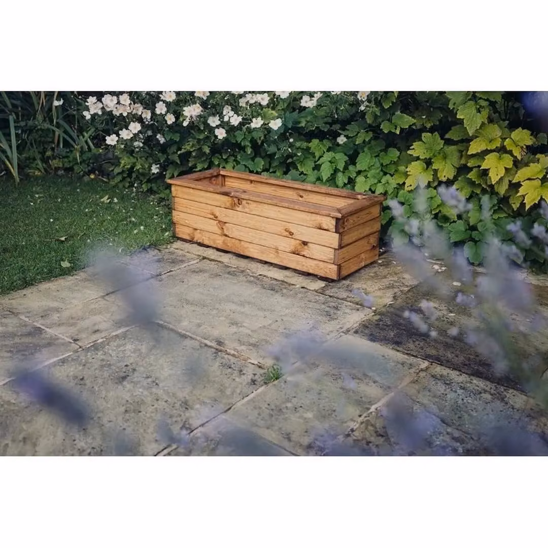 Churnet Valley Garden Furniture Ltd Valley Trough XL Timber Garden Planter in Brown, W: 120 cm, H: 32 cm – 3