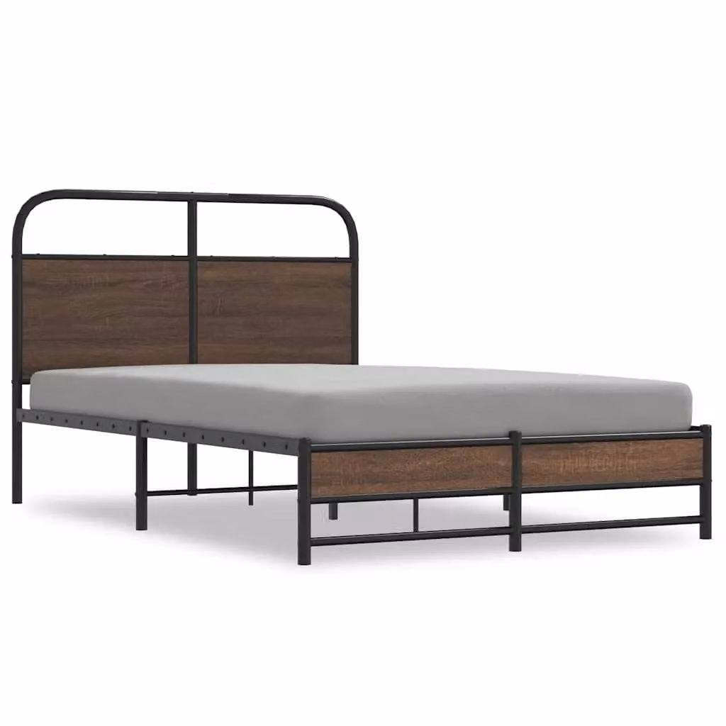Berkfield Home Bed Frame in Brown Oak, W: 140 cm, D: 190 cm – 2