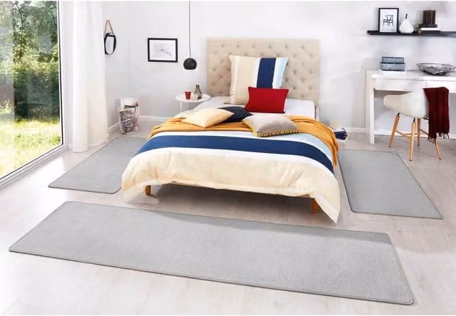Hanse Home Grey Plain 3-in-1 Polypropylene Modern Rug Set