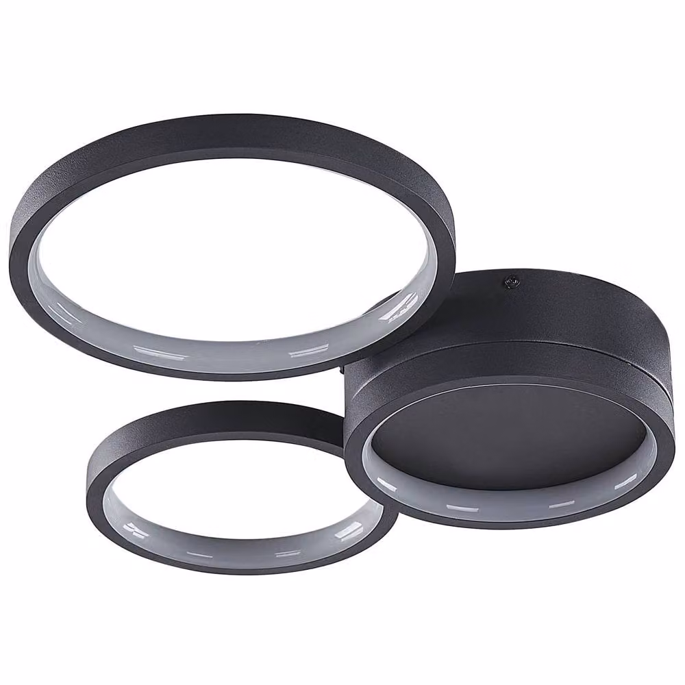 Wyld and Coco Round 3-Shade LED Ceiling Light in Black Metal, W/D/H: 36 x 36 x 7 cm – 2