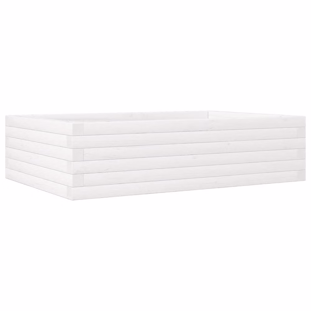Berkfield Home Decorative White Solid Wood Pine Garden Planter W: 90 cm, D: 60 cm, H: 23 cm – 2
