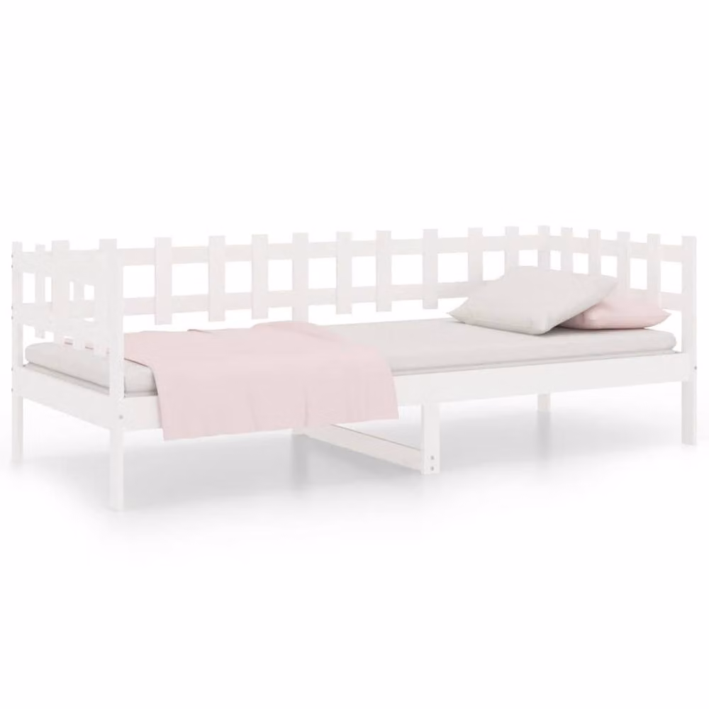 Berkfield Home White Lacquered Solid Pine Day Bed, W/D/H: 80 x 200 cm – 2